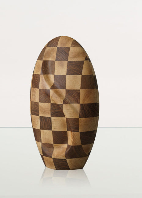 Checked Wooden Urn "Eternity" - Genuine Walnut & Beech Urn