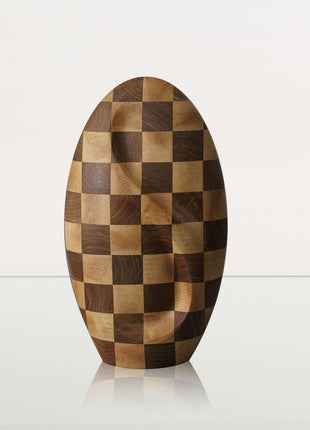 Checked Wooden Urn "Eternity" - Genuine Walnut & Beech Urn