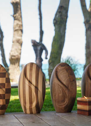 Checked Wooden Urn "Eternity" - Genuine Walnut & Beech Urn