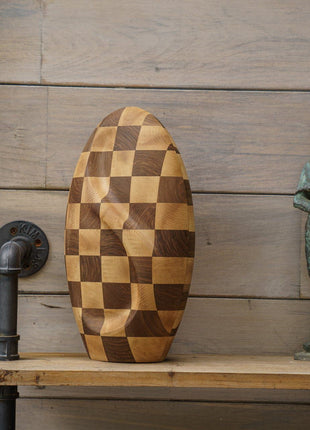 Checked Wooden Urn "Eternity" - Genuine Walnut & Beech Urn