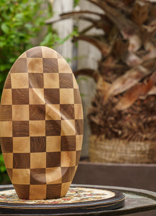 Checked Wooden Urn "Eternity" - Genuine Walnut & Beech Urn