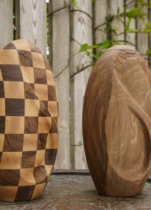 Checked Wooden Urn "Eternity" - Genuine Walnut & Beech Urn