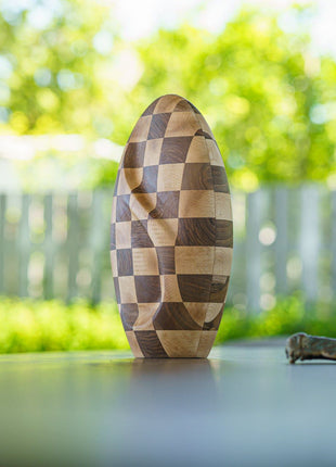 Checked Wooden Urn "Eternity" - Genuine Walnut & Beech Urn