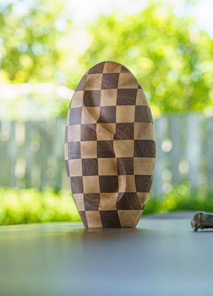 Checked Wooden Urn "Eternity" - Genuine Walnut & Beech Urn