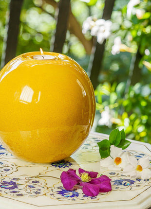 Handmade Cremation Urn "Harmony" - Large | Amber Yellow | Ceramic Urn