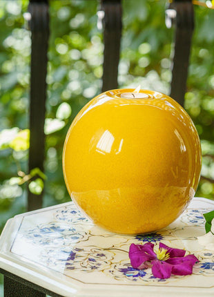 Handmade Cremation Urn "Harmony" - Large | Amber Yellow | Ceramic Urn