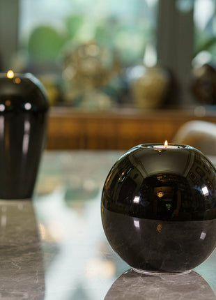 Handmade Cremation Urn "Harmony" - Large | Lamp Black | Ceramic Urn
