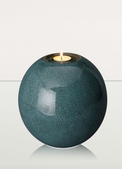 Handmade Cremation Urn "Harmony" - Large | Oily Green Melange | Ceramic Urn