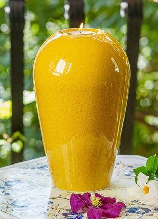 Memorial Cremation Urn "Serenity" - Large | Amber Yellow | Ceramic Urn