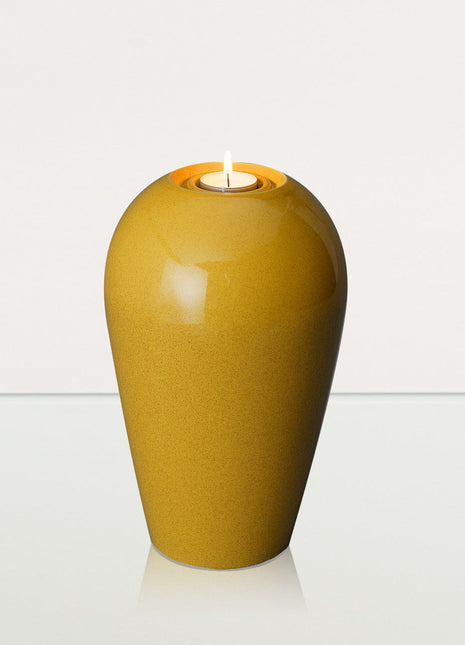 Memorial Cremation Urn "Serenity" - Large | Amber Yellow | Ceramic Urn