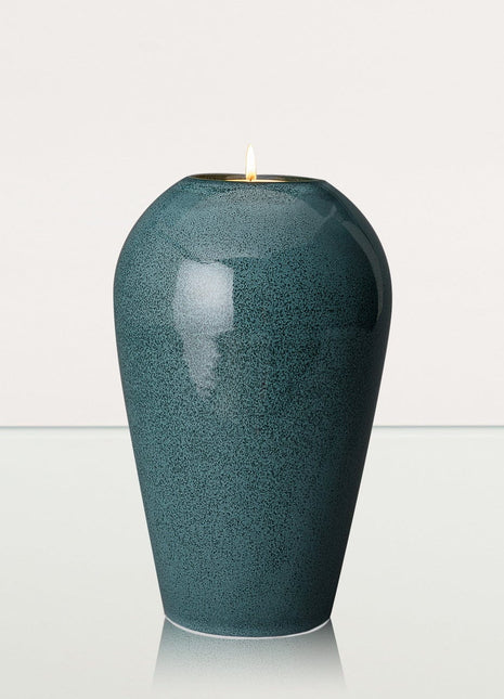 Memorial Cremation Urn "Serenity" - Large | Oily Green Melange | Ceramic Urn