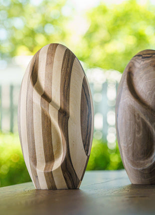 Striped Wooden Urn "Eternity" - Genuine Walnut & Beech Urn