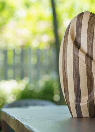 Striped Wooden Urn "Eternity" - Genuine Walnut & Beech Urn