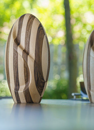 Striped Wooden Urn "Eternity" - Genuine Walnut & Beech Urn