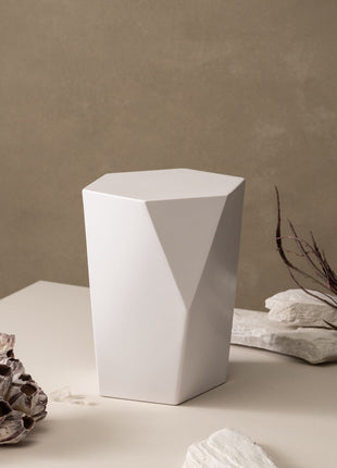 Handmade Urn "Crystal"  - Stainless Steel | Matte White