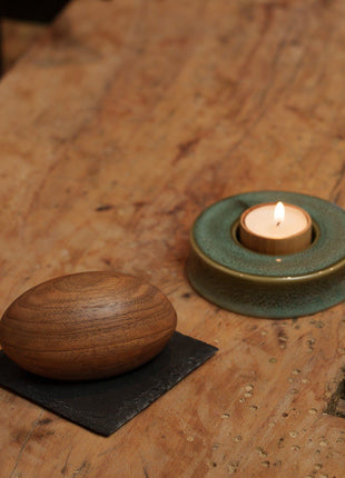 Wooden Keepsake Urn "Palm Stone" - Genuine Walnut