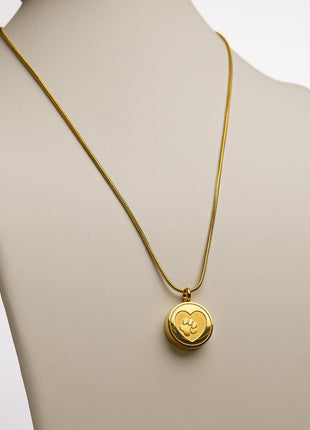 Pet Cremation Necklace – Paw | Stainless Steel | Memorial Jewelry | Gold Finish