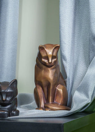 Cast Bronze Cat Urn "At Rest" | Dark Matte Patina | Cast Bronze Urn