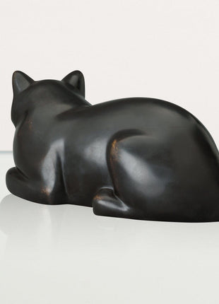 Cast Bronze Cat Urn "At Rest" | Dark Matte Patina | Cast Bronze Urn