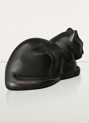 Cast Bronze Cat Urn "At Rest" | Dark Matte Patina | Cast Bronze Urn