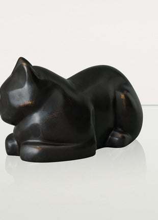 Cast Bronze Cat Urn "At Rest" | Dark Matte Patina | Cast Bronze Urn