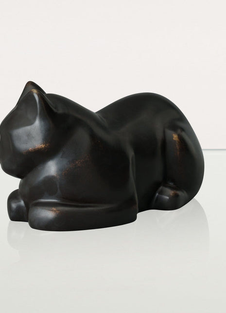 Cast Bronze Cat Urn "At Rest" | Dark Matte Patina | Cast Bronze Urn