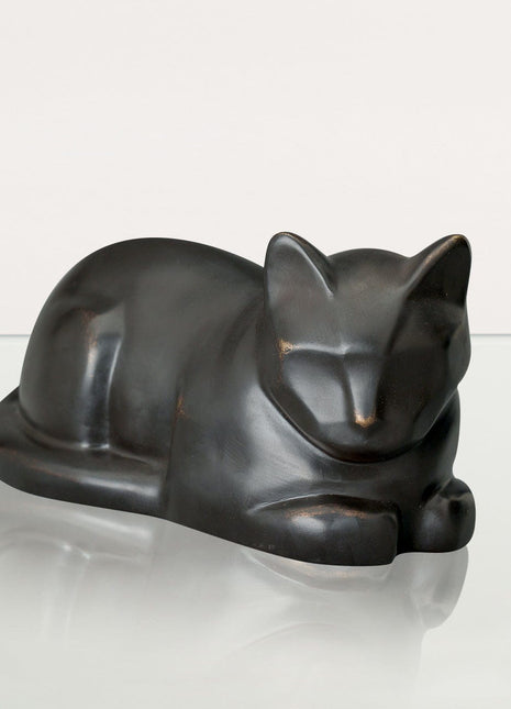 Cast Bronze Cat Urn "At Rest" | Dark Matte Patina | Cast Bronze Urn
