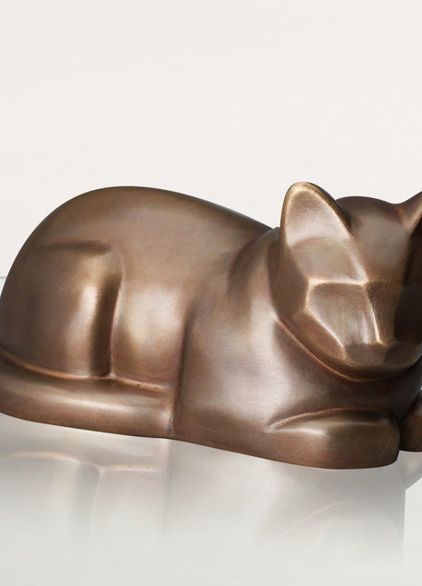 Cast Bronze Cat Urn "At Rest" | Premium Quality Bronze Urn