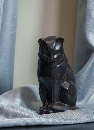 Cast Bronze Cat Urn "Neko" | Dark Matte Patina | Cast Bronze Urn