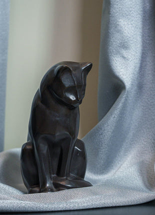 Cast Bronze Cat Urn "Neko" | Dark Matte Patina | Cast Bronze Urn