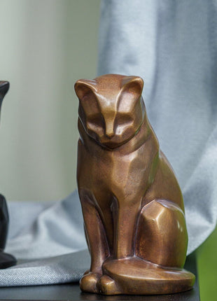 Cast Bronze Cat Urn "Neko" | Dark Matte Patina | Cast Bronze Urn