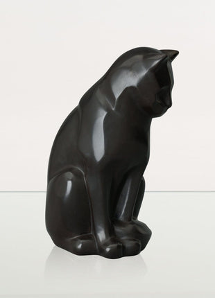 Cast Bronze Cat Urn "Neko" | Dark Matte Patina | Cast Bronze Urn