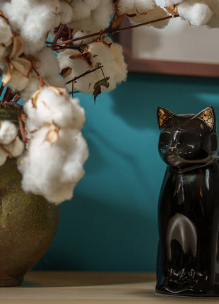 "Elvi" Pet Urn for Cat - Black | Ceramic | Handmade