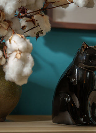 "Elvi" Pet Urn for Cat - Black | Ceramic | Handmade