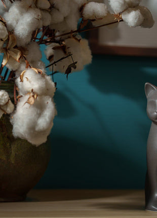 "Elvi" Pet Urn for Cat - Gray Matte | Ceramic | Handmade